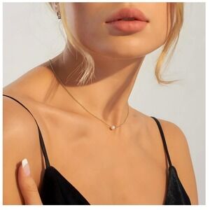18K Gold Plated Stainless Steel Floating Pearl Necklace